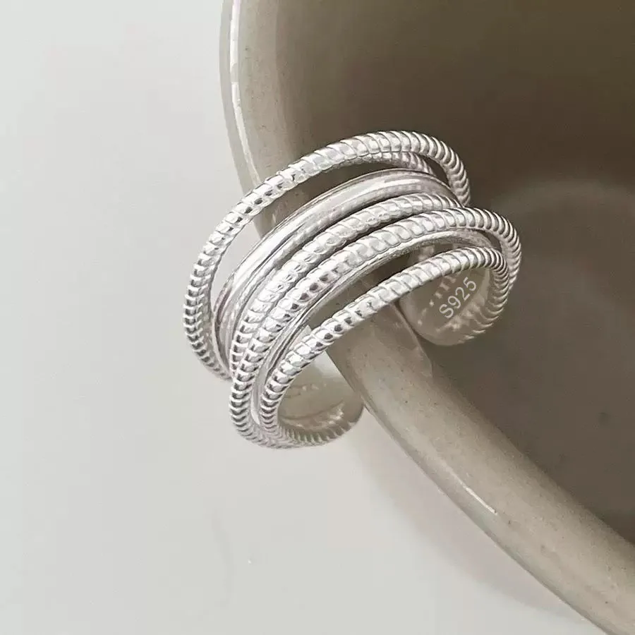 Women's 925 Sterling Silver Interware Lines Ring, Gift
