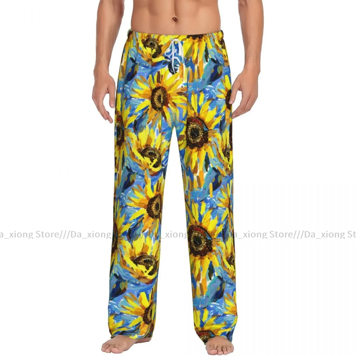 Ropa de dormir para hombre, pantalones sueltos para dormir, pijamas de girasoles, pintura de impresionismo, pantalones largos de salón, ropa informal para el hogar