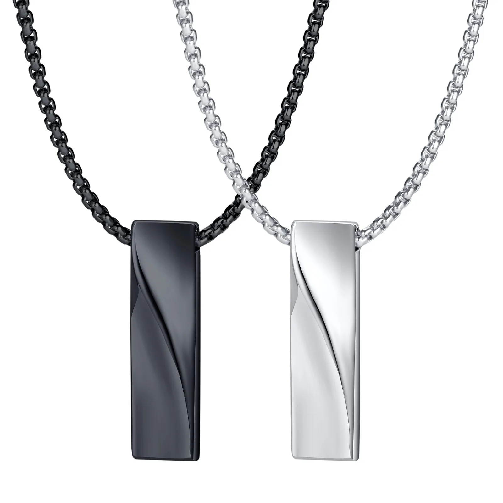 Stainless Steel Long Strip Geometric Mobius Pendant Men's Women Fashion Necklace Sweater Chain 24inch