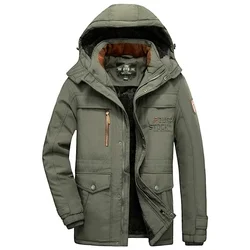 Chaqueta informal para hombre, Parkas gruesas a la moda, abrigo de piel, chaquetas cálidas calentadas, Parka de talla grande, invierno, 2024