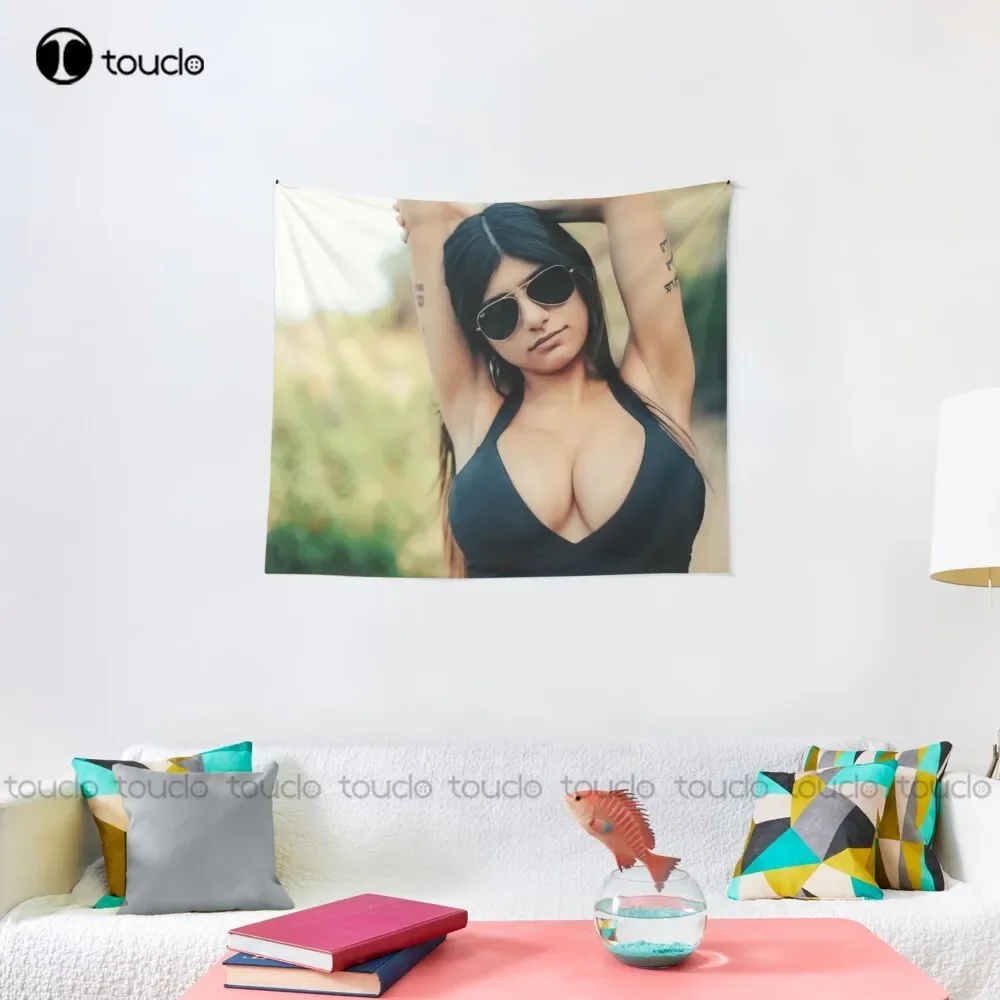 جديد خليفة - فاتنة ميا خليفة ساشا ساشا رمادي نسيج مضحك قماش مزخرف جداري بطانية نسيج غرفة نوم المفرش الديكور #3