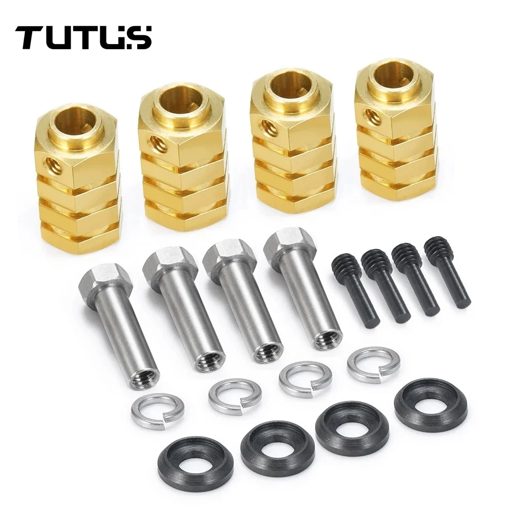 For 1/10 RC Crawler Car TRX-4 TRX-6 Heavy Brass Wheel Hubs Hex Extended Adapter With internal lock nut 15/20mm Upgrade Parts