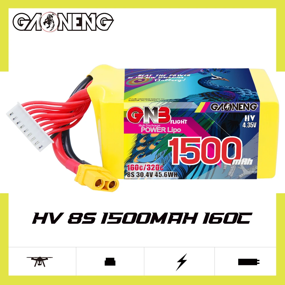 GNB HV 15.2V 22.8V 30.4V 160C/320C Akumulator Lipo z wtyczką XT60 do drona wyścigowego FPV Quadcopter Helikopter Części 4S 6S 8S Akumulator