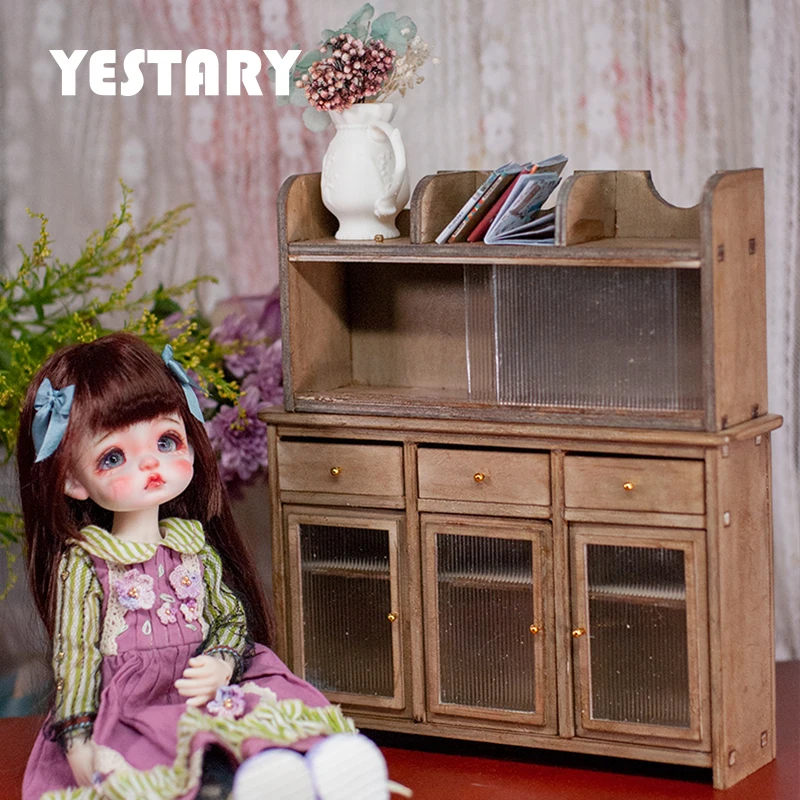 

YESTARY BJD Dolls Furniture Cabinet DIY Material Packs For 1/6 1/12 Blythe Ob24 Dollhouse Miniature Furniture Locker Sideboard