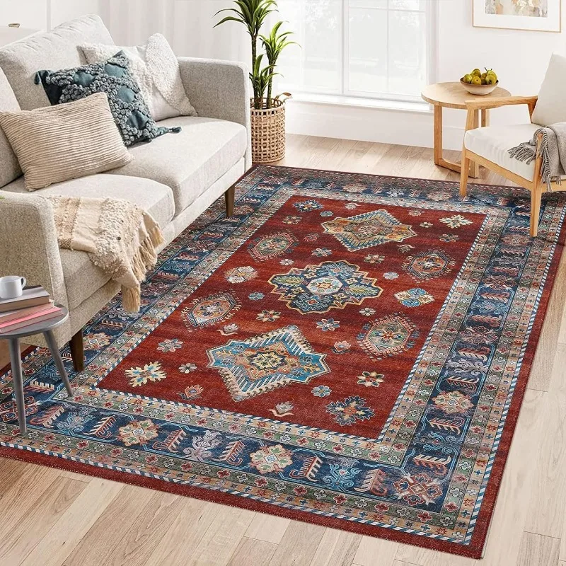 

Antique Oriental Retro Living Room Carpet Washable Non-slip Indoor Bedroom Rug Cloakroom Coffee Table Plush Mat Ковер Tapis 러그