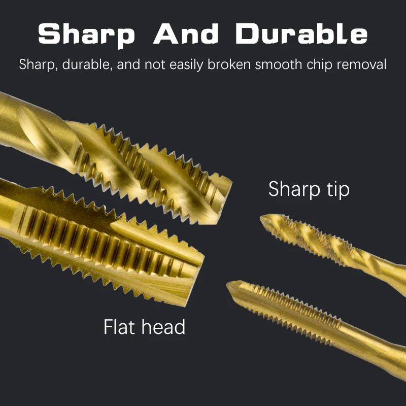 Imagem -05 - Métrico Titânio Chapeado Hss Espiral Ponto Torneira Flauta Espiral m2 M2.5 m3 m4 m5 m6 m7 m8 M10 M12 Máquina Plug Torneira Rosca