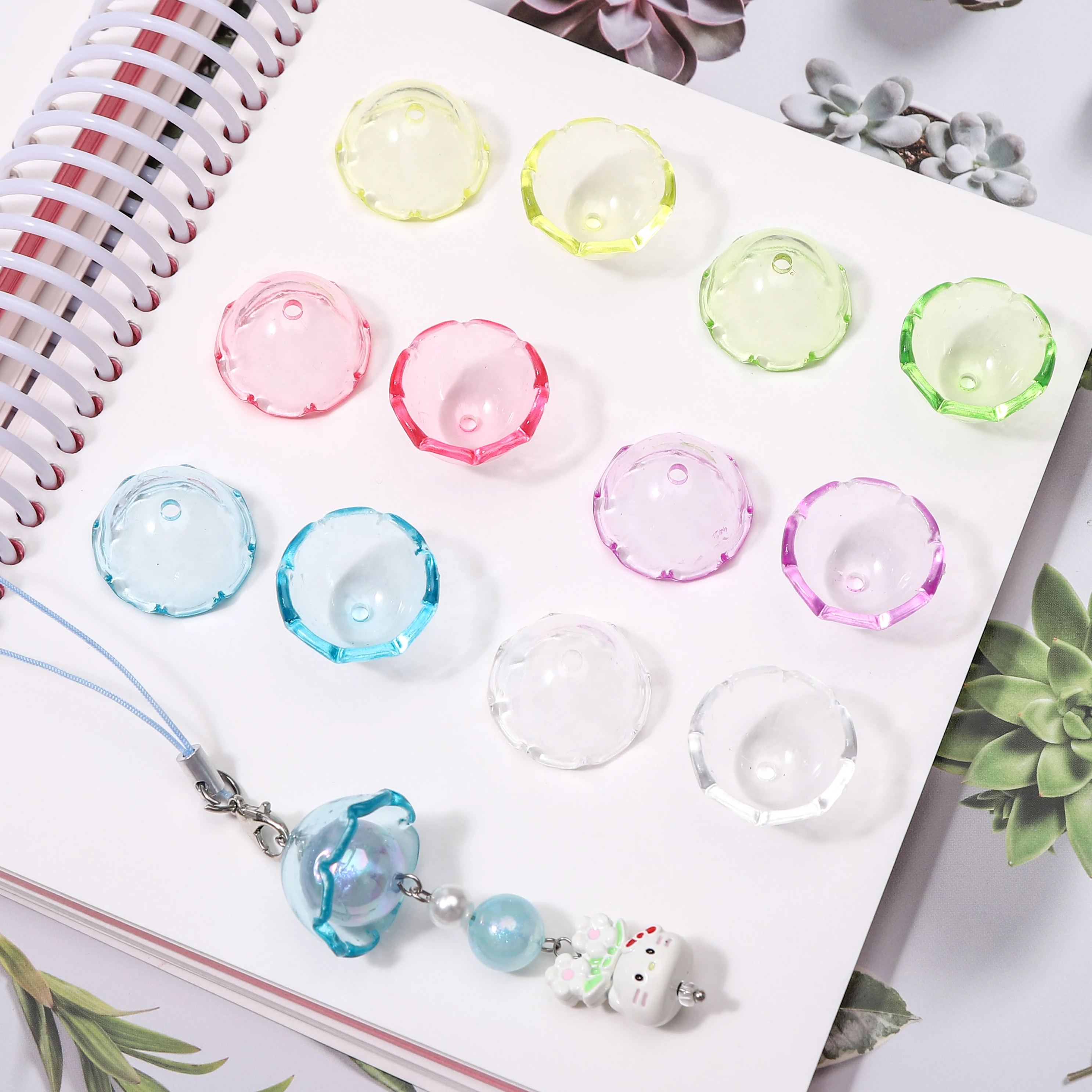 5/10Pcs 22x12.5mm Acrylic Transparent Jellyfish Wind Chime Cover Shape Beads For Jewelry DIY Making Mobile Phone Chain Pendants