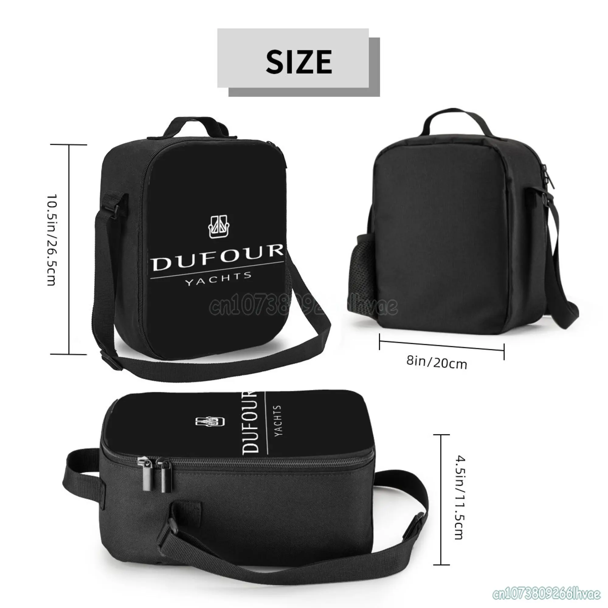 Dufour Yachts Logo Print Insulated Lunch Bag Reusable Portable Cooler Tote Bag with Adjustable Shoulder Belt for Office Picnic