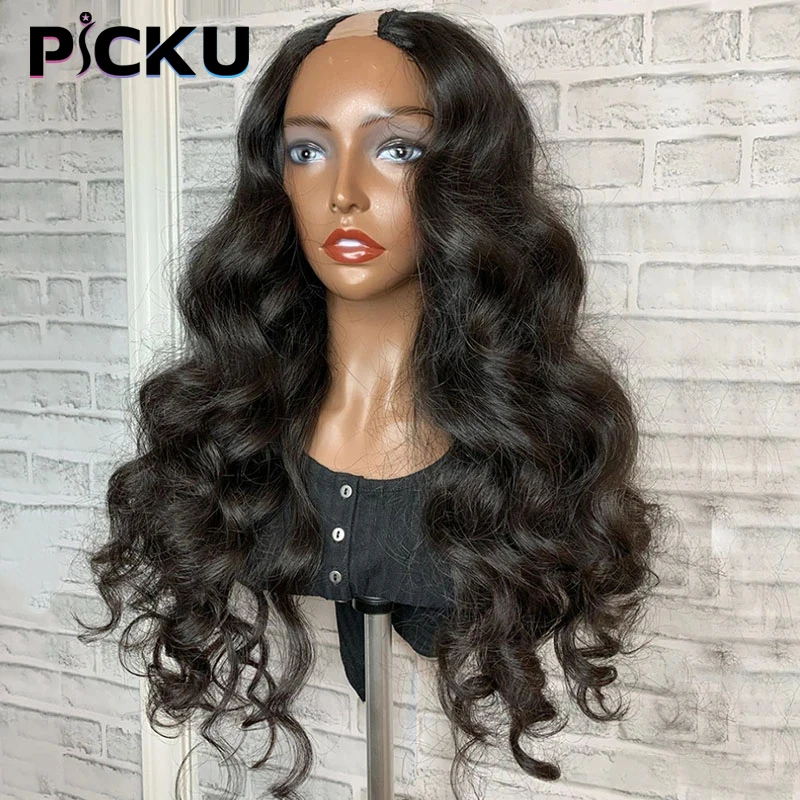 PICKU Body Wave U V Part Wigs For Women Peruvian Body Wave Human Hair Wigs 250% Density Middle U Shape Wigs Remy Glueless Wigs