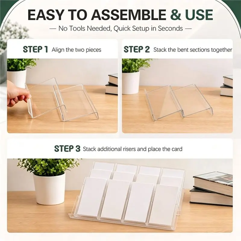 [NEW!】 For Display Case Trading Card Risers-24-Pack Clear Acrylic Modular Stand For Graded, Sports Cards