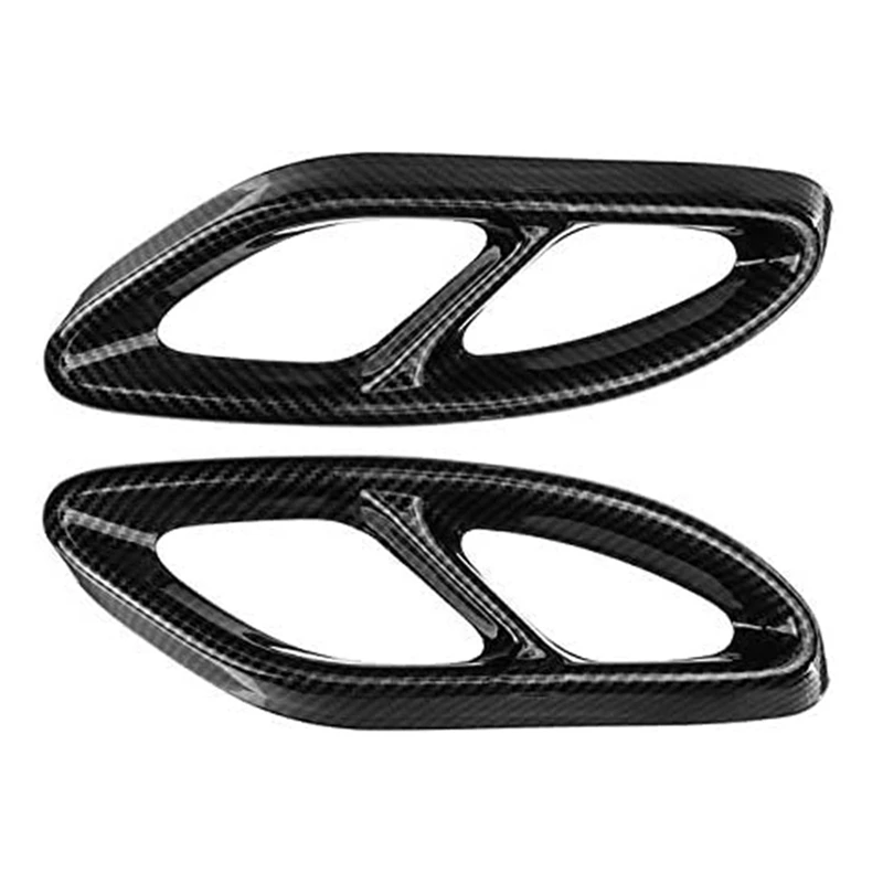 Carbon Fiber Rear Dual Exhaust Pipe Stick Cover Trim Exhaust Muffler Panel For Benz A B C E GLC GLE GLS Class