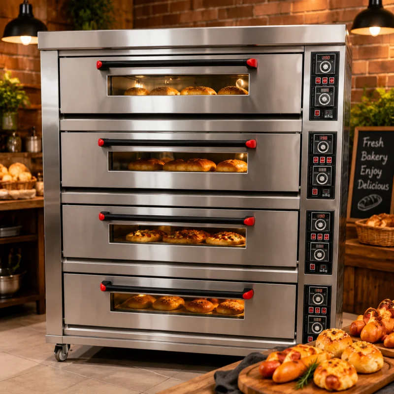 Commercial Bakery Oven 4 Deck 8 Tray Electric Bread Cake Pizza Baking Oven Bakery Equipment Manufacturer