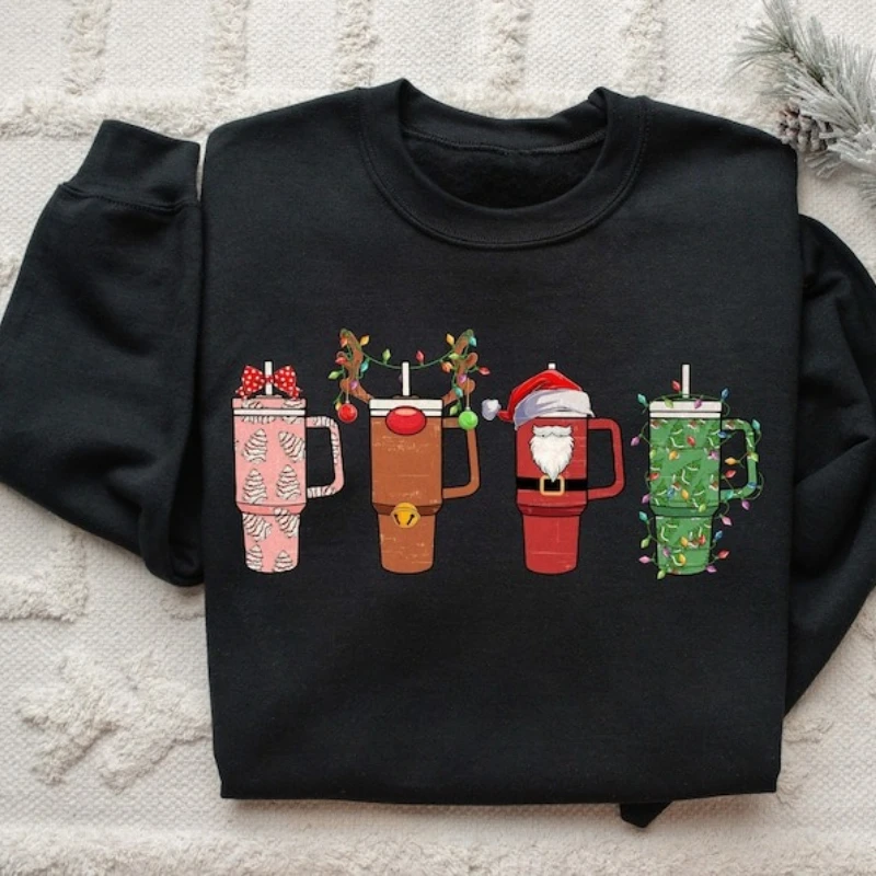 

Merry Christmas Crewneck Sweatshirt Gift Worker Winter Snowman Latte Coffee Lover Long Sleeve Thermal Hoodie Adult Pullover