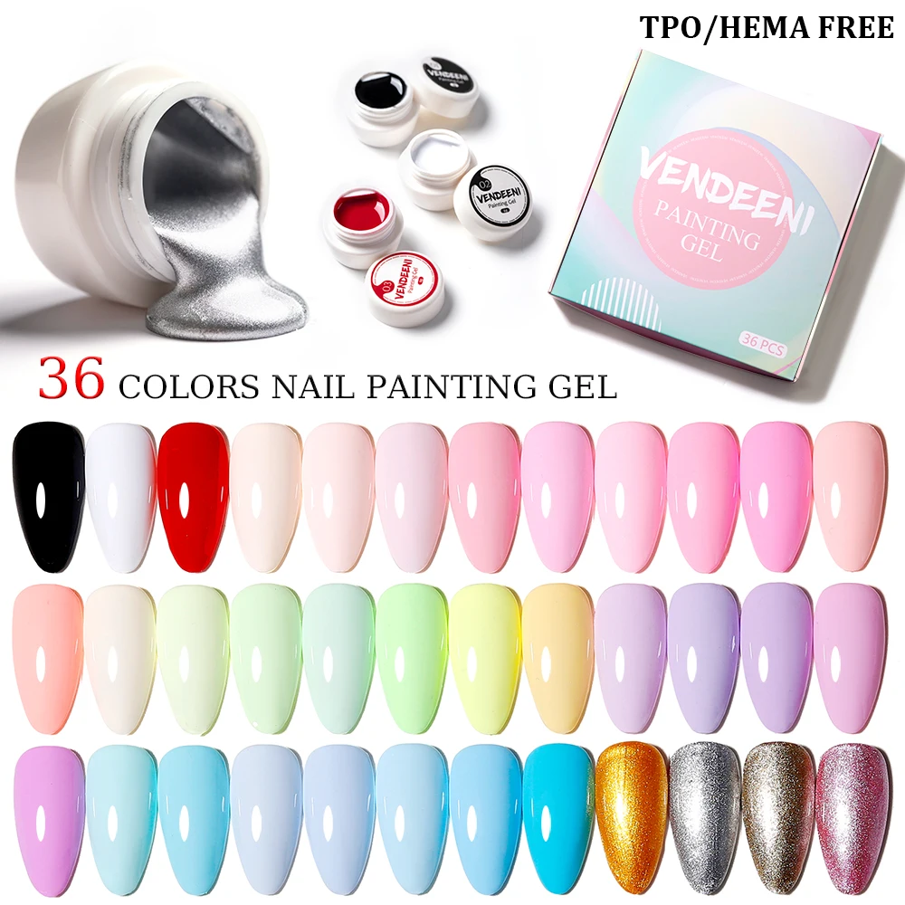 

Vendeeni 36 цветов/набор Гель-лак для рисования ногтей TPO HEMA FREE Рисунок УФ-лак для замачивания Гель-лак Окрашенный гель-лак с дисплеем
