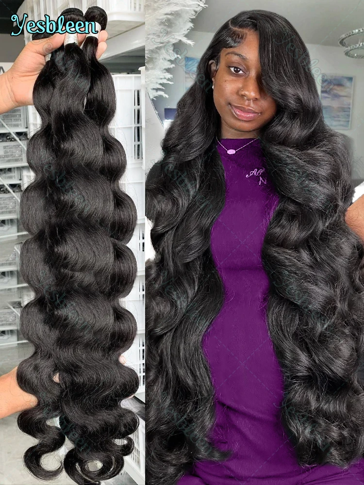 Body Wave Bundles Raw Virgin 100% Human Hair Extensions Quick Weaves 30 34Inch Brazilian Remy Double Weft Water Wave Bundles