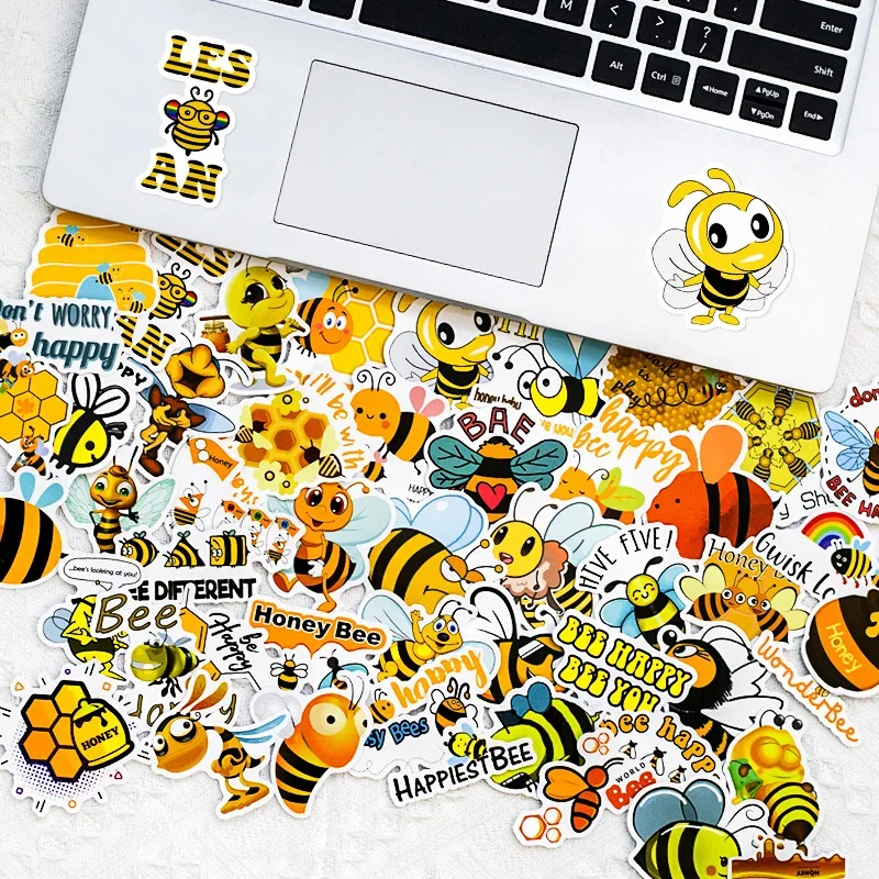 10/25/50pcs Cartoon Little Bees Graffiti Stickers for Luggage Water Bottle Phone Laptop Guitar Scrapbook Helmet Car Wall Decal