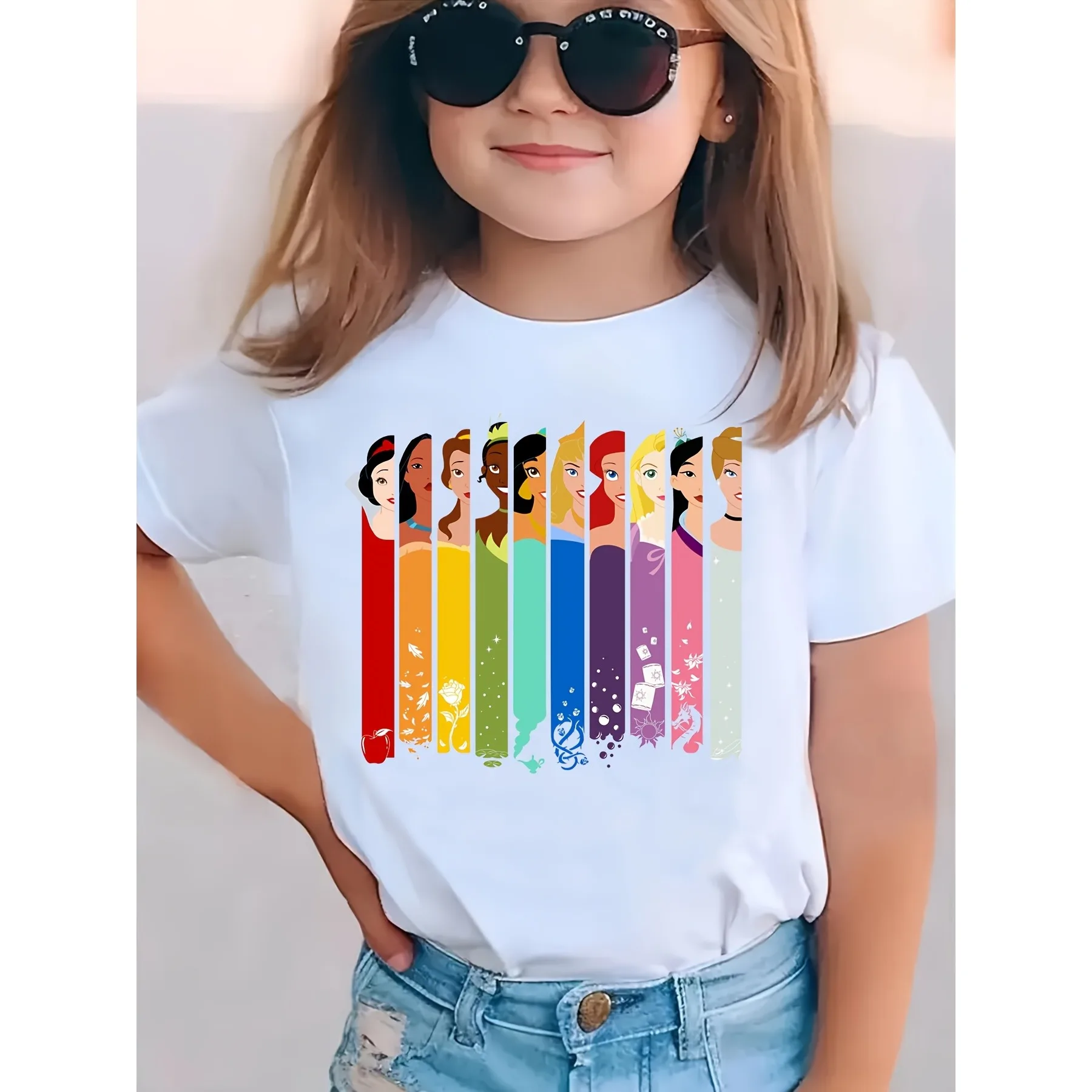 

Футболка «Принцесса в виде игольчатого сердца Диснея», милая детская одежда с рисунками игл для одежды для родителей и детей