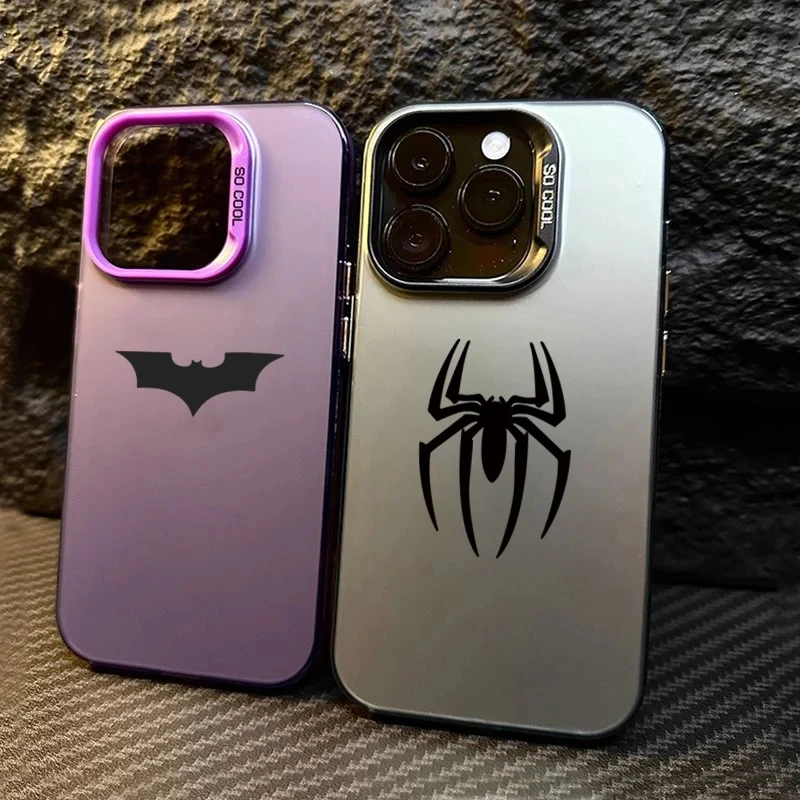 Bat Spider Pattern Matte Texture Phone Case For iPhone 15 14 13 12 11 Pro Max XS X XR 7 8 Plus SE 3 2022 Shockproof Bumper Cover