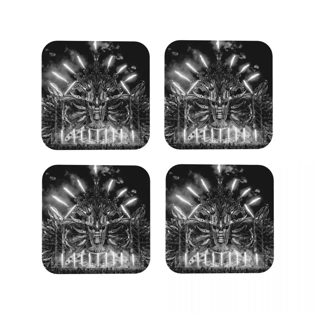 Defqon.1 Stage Coasters Coffee Mats Set of 4 Placemats Mug Tableware Decoration & Accessories Pads for Home Kitchen Dining Bar