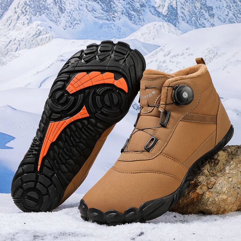 

New Men Women Winter Cotton Shoes Minimalist Barefoot Snow Boots Plush Warm Hiking Sneakers for Men Non-slip Outdoor Work Boots