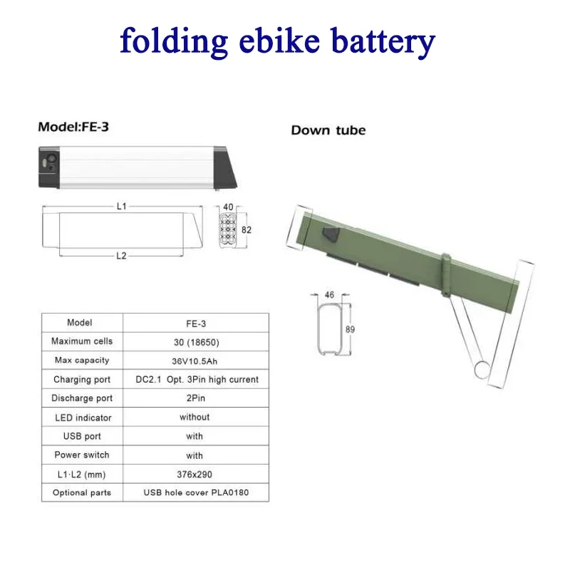 36v Electric Bike Battery 8ah 10.5ah 18650 lithium-ion battery pack for folding electric bicycles with chargers