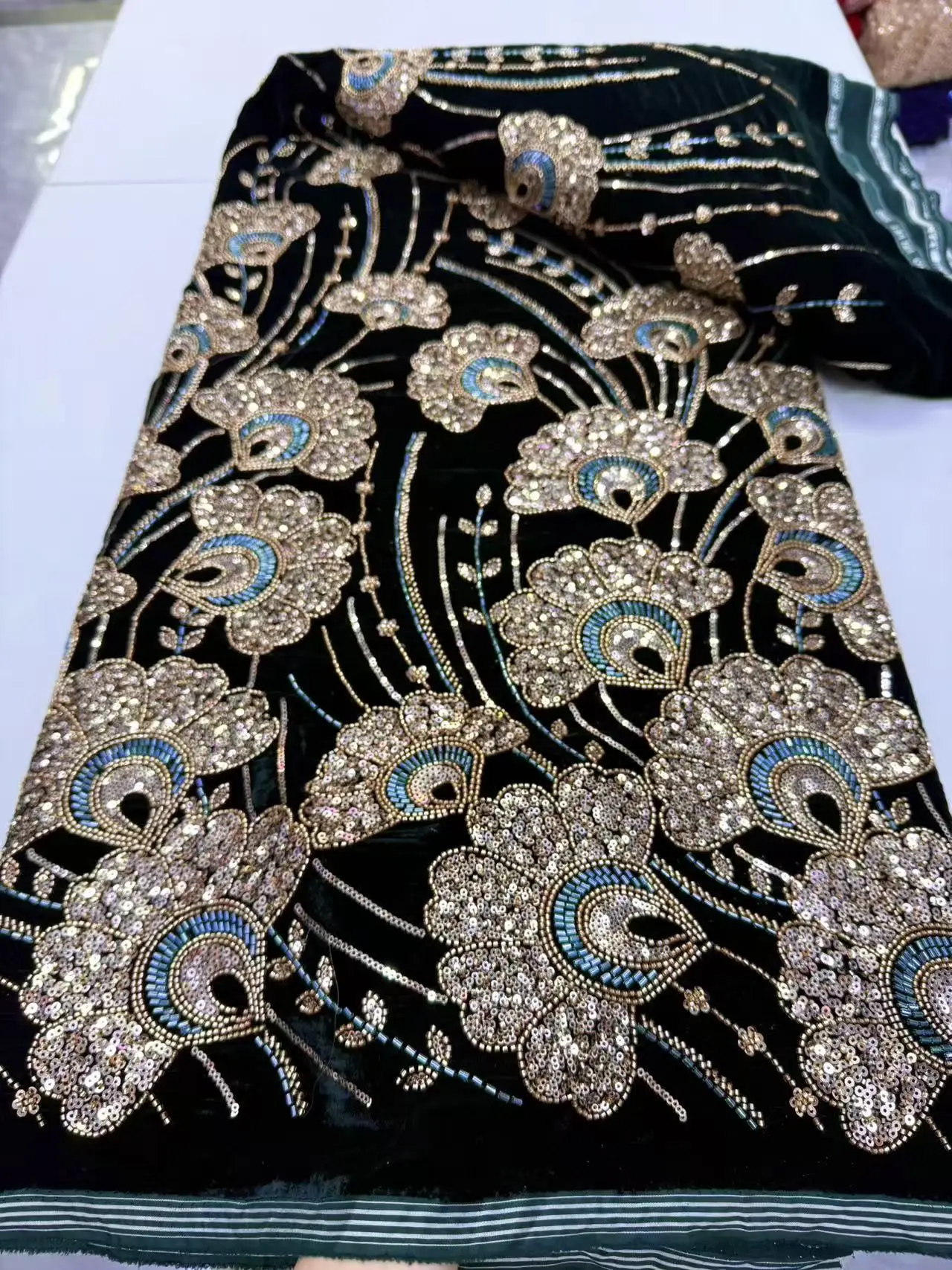 

African Nigerian Tulle Lace Fabric with Sequins Embroidery, Sewing Guipure, Velvet Prom Dresses, 2026High Quality, 5Yards JY515