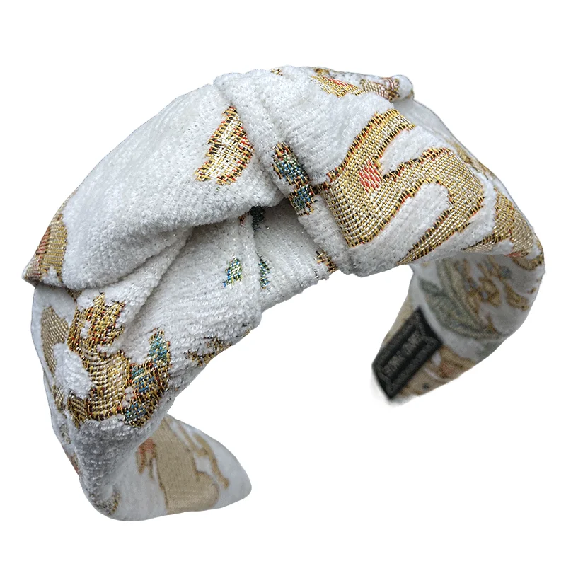 Fashionable Embroidery Hairpin Hoop Women's High Sense of Luxury Light High Skull Top Headdress Wide Edge Hair Band - view 6