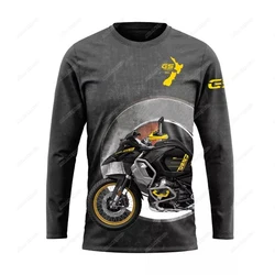 For BMW Motorrad R1250 GS Retro Jerseys Equitação Esporte Longo T-Shirt Rally AVENTURA Verão Preto Amarelo Corrida de Motocicletas Anti-UV