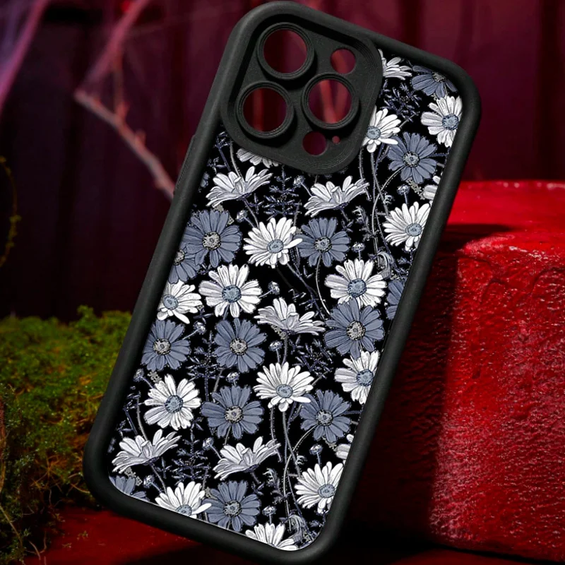 حافظة هاتف بنمط أقحوان مناسبة لهاتف آيفون 17 16 15 14 13 12 11 Pro/Max/Plus غطاء خلفي مضاد للسقوط ومقاوم للصدمات