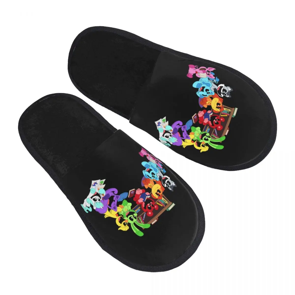 Custom Colorful Smiling Big Mouth Critters Group House Slippers Soft Memory Foam Scarry Animated Game Slip On Spa Slipper Shoes