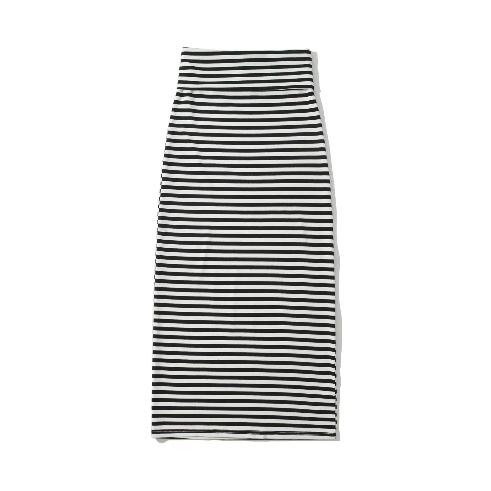 Sexy Stripe High Waist Slim Fit Long Skirt for Women Straight Cut High Waist Flip Waistband Autumn New Arrival Casual Wear