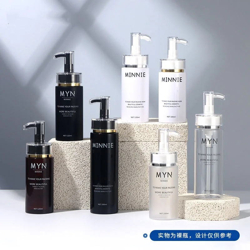

10 шт., 100-500 мл, пустой белый/черный ПЭТ-лосьон, бутылка с насосом для мытья тела/контейнер для бутылки для мытья шампуня для туалетных принадлежностей