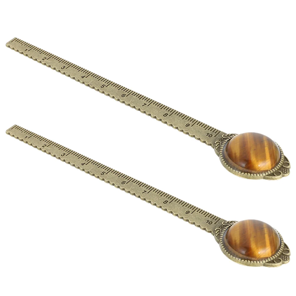 

2pcs Alloy Ruler Bookmarks Retro Rulers For Students Vintage Metal Bookmark Decors Natural Lightweight School