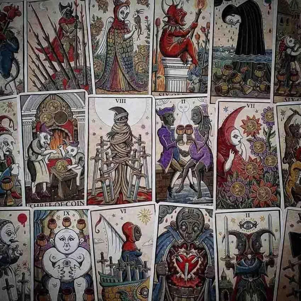 Trionfi Della Luna Tarot ilustrado, juego de cartas Manual de papel de 12x7 cm