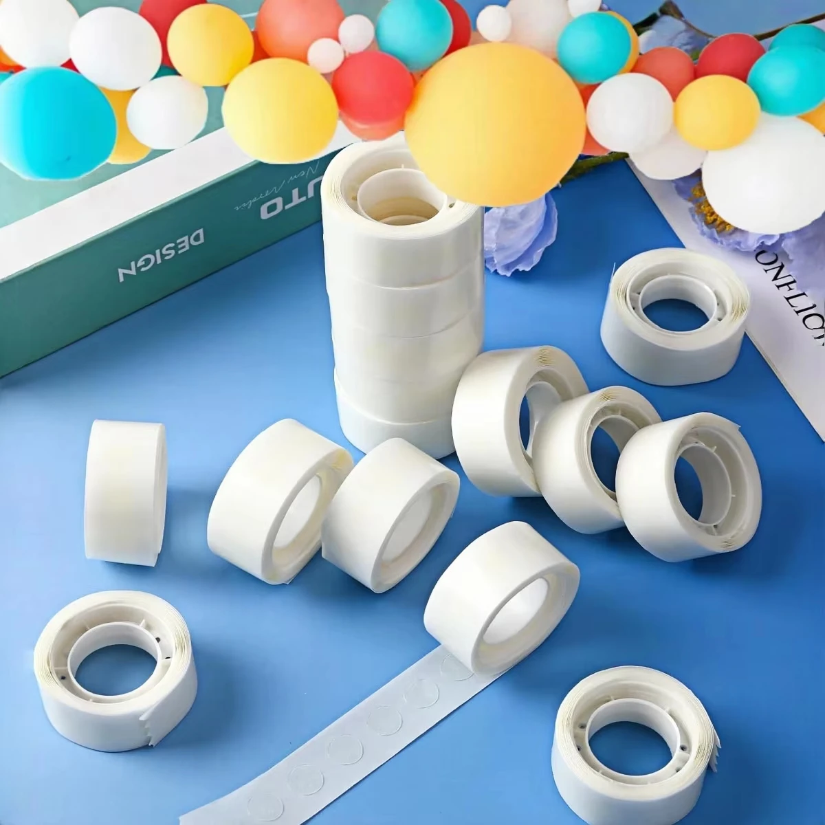 10Rolls Transparent Double-Sided Adhesive Dots Removable No Residue Strong Sticky Glue Tape Multipurpose Balloon Fixing Stickers DIY Craft Art Wedding Birthday Festival Home Party Decoration Accessories