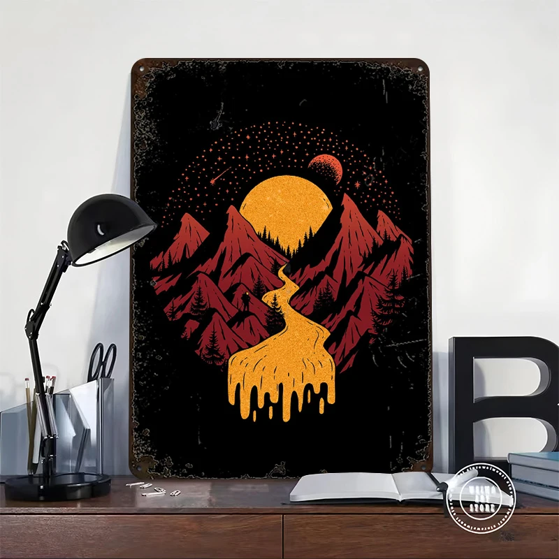 Cosmic River 3D Texture Metal Poster Customized Wall Art Retro Vintage Tinplate Signs for Decoration Bedroom Accessories House
