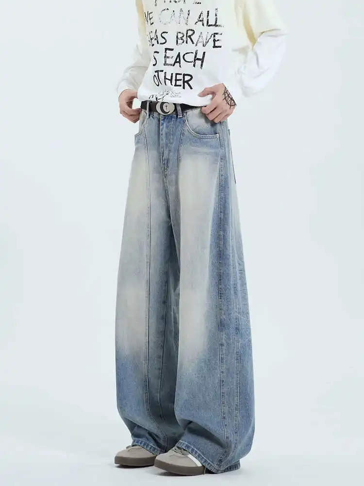 

Женские синие мешковатые джинсы Y2k в стиле Харадзюку, винтажные широкие джинсовые брюки, японский стиль 2000-х годов, большие джинсы-бойфренды, осенние брюки