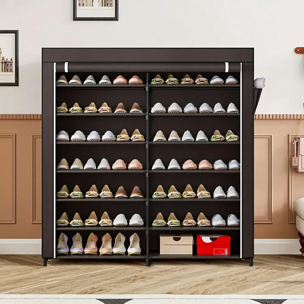 

7Tier Large Capacity Shoe Cabinet, 42 Pairs Double Row Shoe Rack With NonWoven Dustproof Cover, Easy Assembly