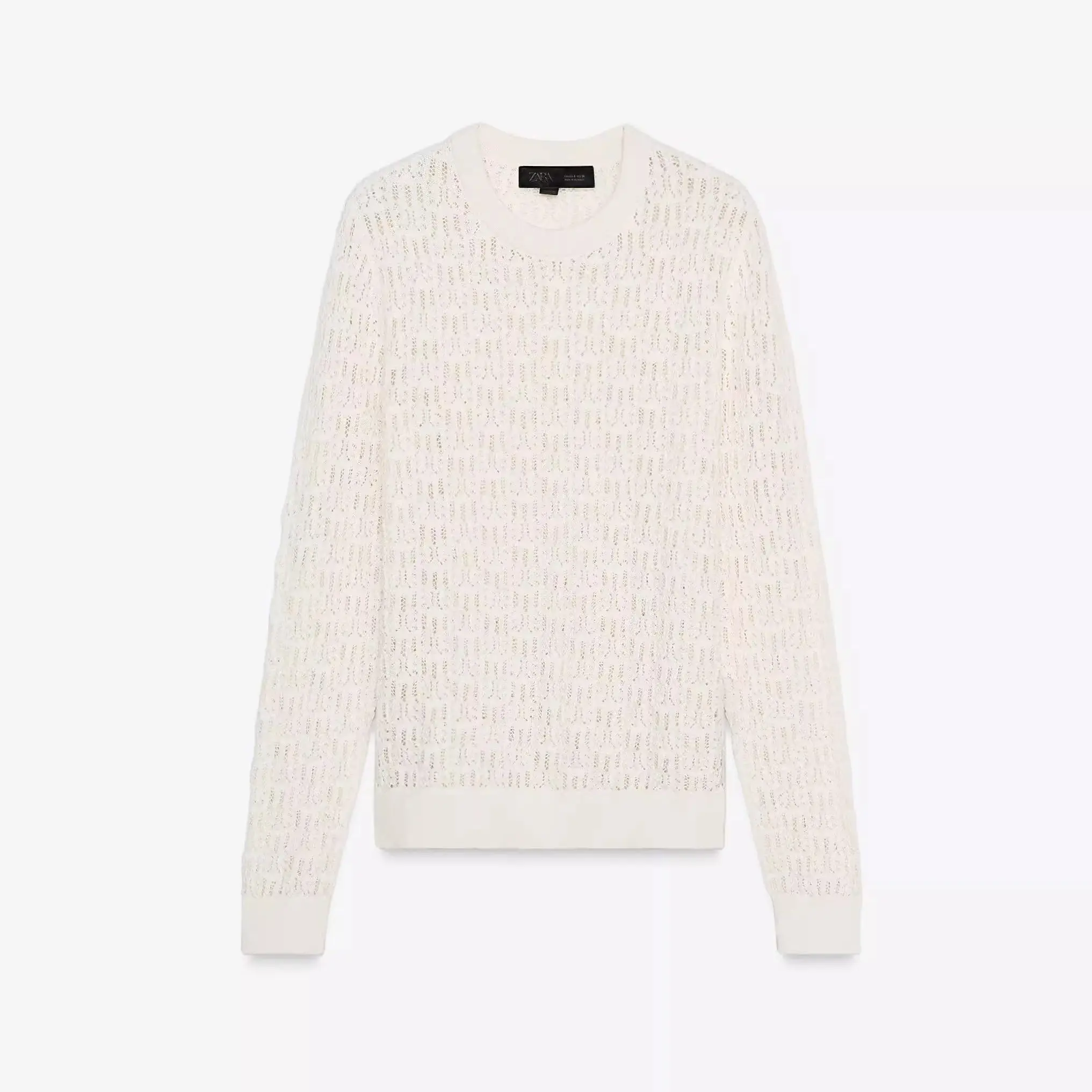 

Spring 2025 New Arrival Women's Knitted Long Sve round Ne Embroidered Me Simple Design Polyester Fiber Commute Sle