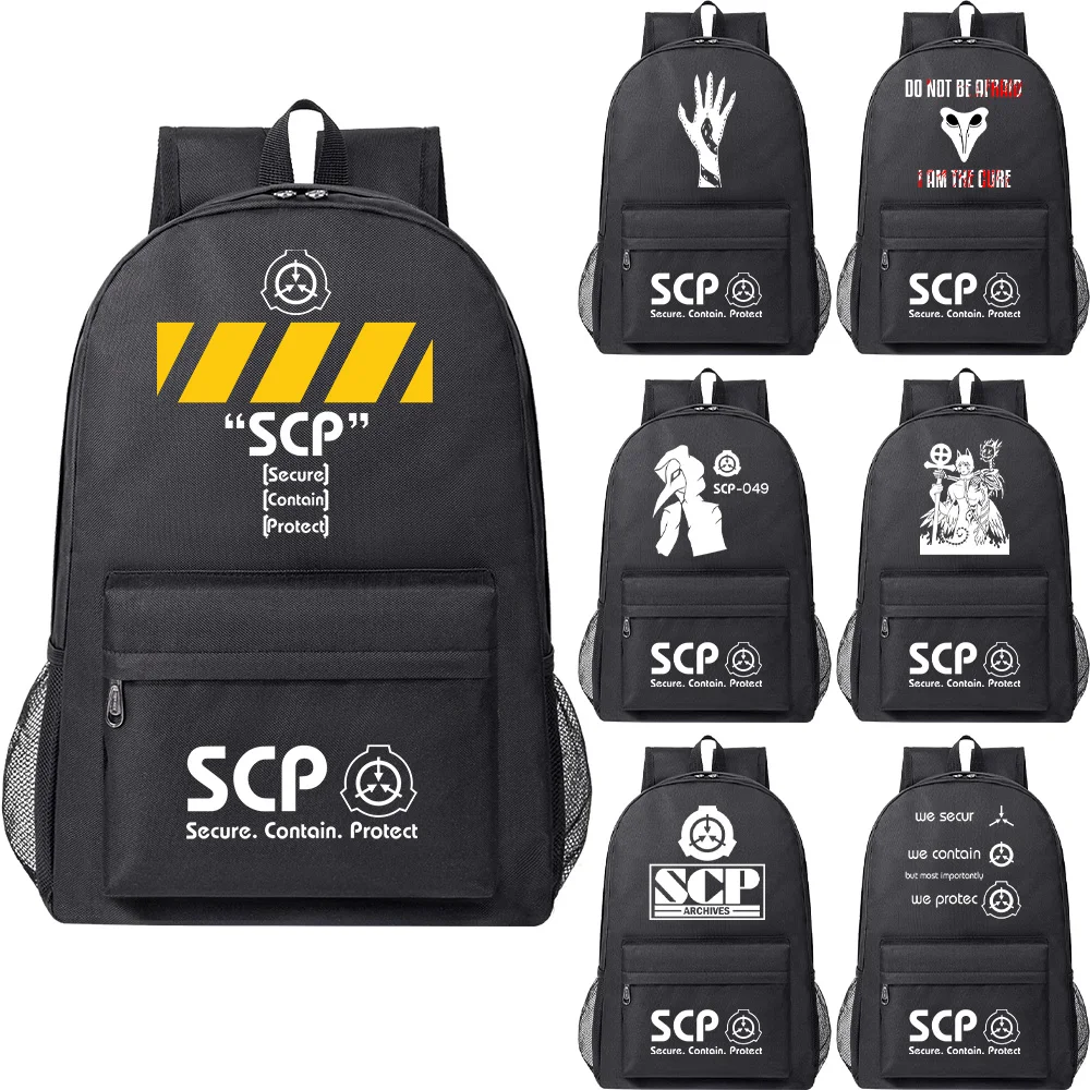 

Game SCP Foundation Backpack School bag Large capacity Children Cartoon Bookbag For Teenage Boy SCP Travel Bagpack