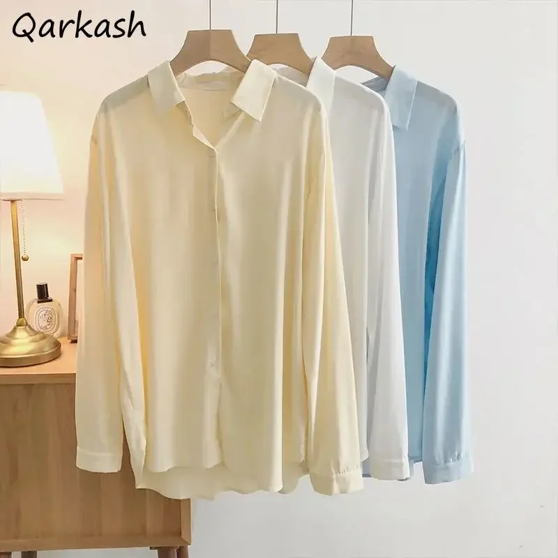 

Весенние рубашки женские однотонные стильные универсальные корейские стильные рубашки для колледжа удобные повседневные осенние одежды простые повседневные свободные новые