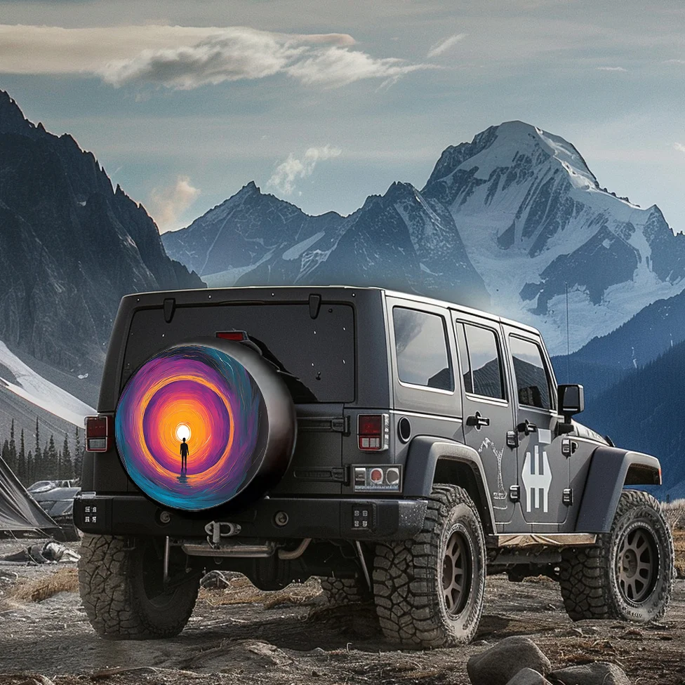 أغطية إطارات منقوشة على شكل السماء المرصعة بالنجوم، مناسبة للطرق الوعرة، والأعمال التجارية، ومركبات السفر، مما يوفر رؤية حالمة ونابضة بالحياة #6