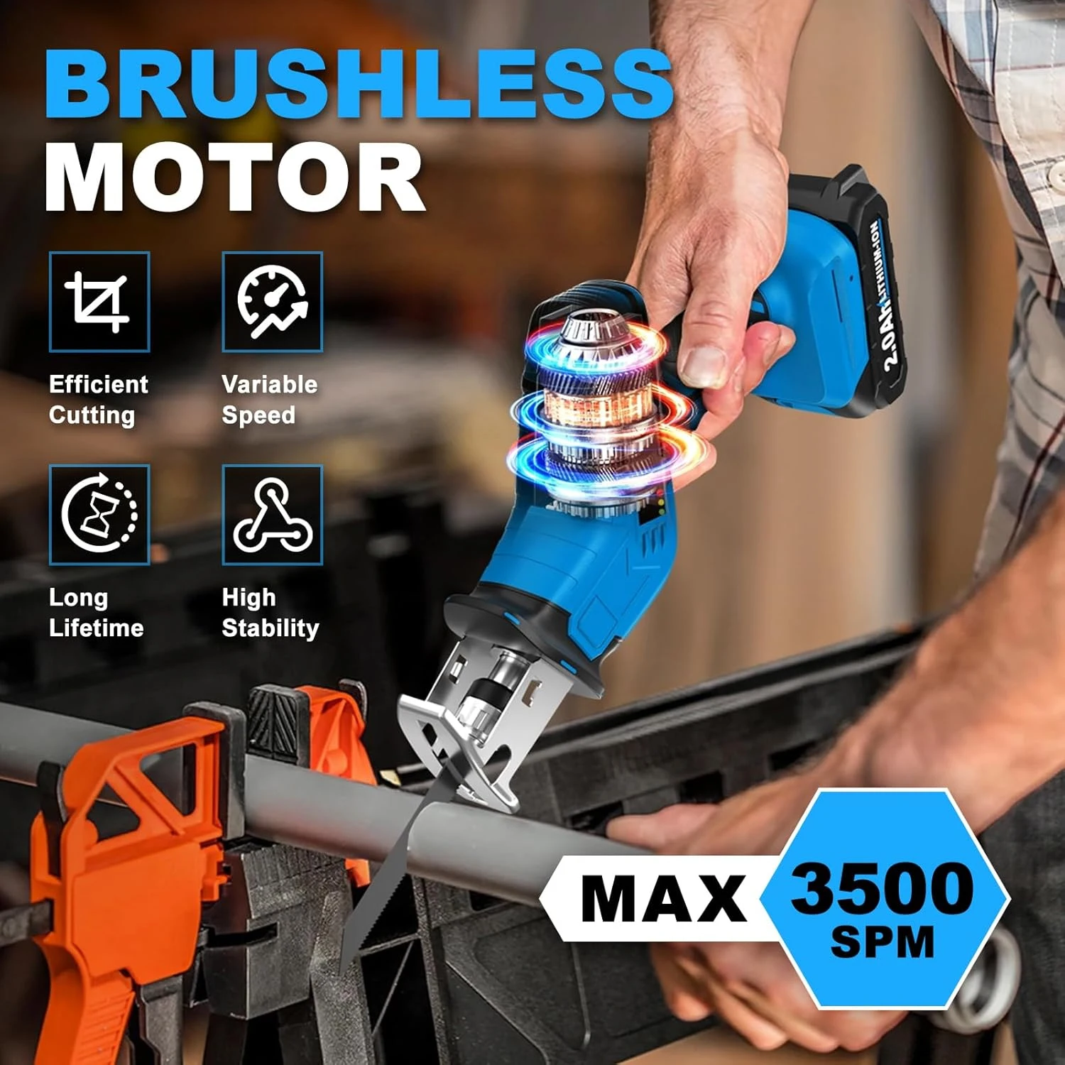 منشار كهربائي جديد لاسلكي ترددي سكين حصان كهربائي محمول باليد منشار قطع الخشب قطع الأنابيب المعدنية (بدون بطارية)