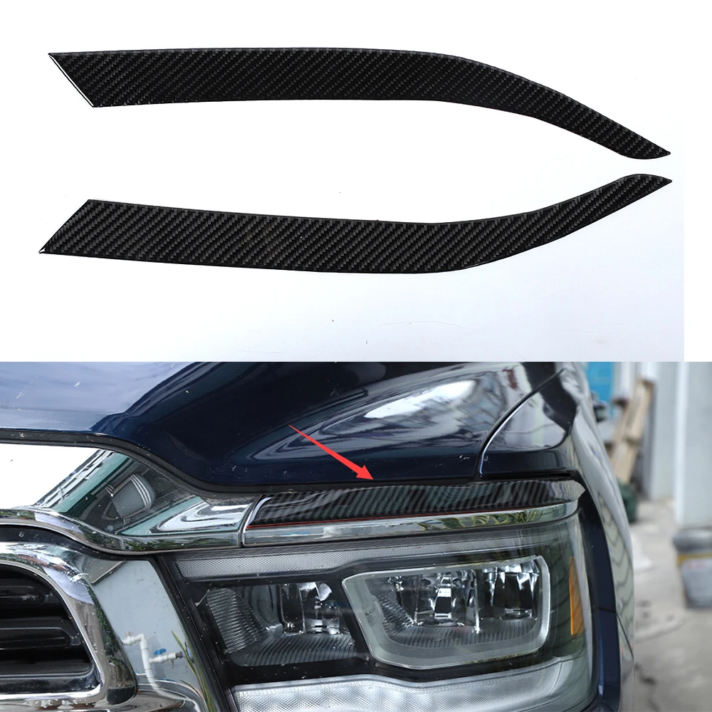 

For Dodge Ram 2018+ Car Front Light Lamp Eyebrow Upper Decoration Strips Trim Stickers Interior Auto Styling Moldings