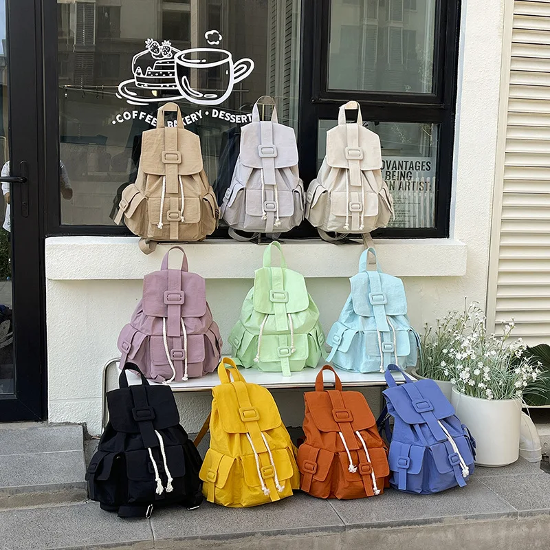 

New Student Schoolbag, Fashionable Backpack, Niche Pleated Drawstring, Lightweight Travel Backpack, Backpack for Women