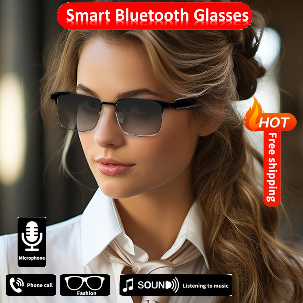 Smart Glasses Metal Bluetooth Eyeglasses Christmas Gift Music Sunglasses Anti Blue Light Photochromic Lens Eyewear for Women Men