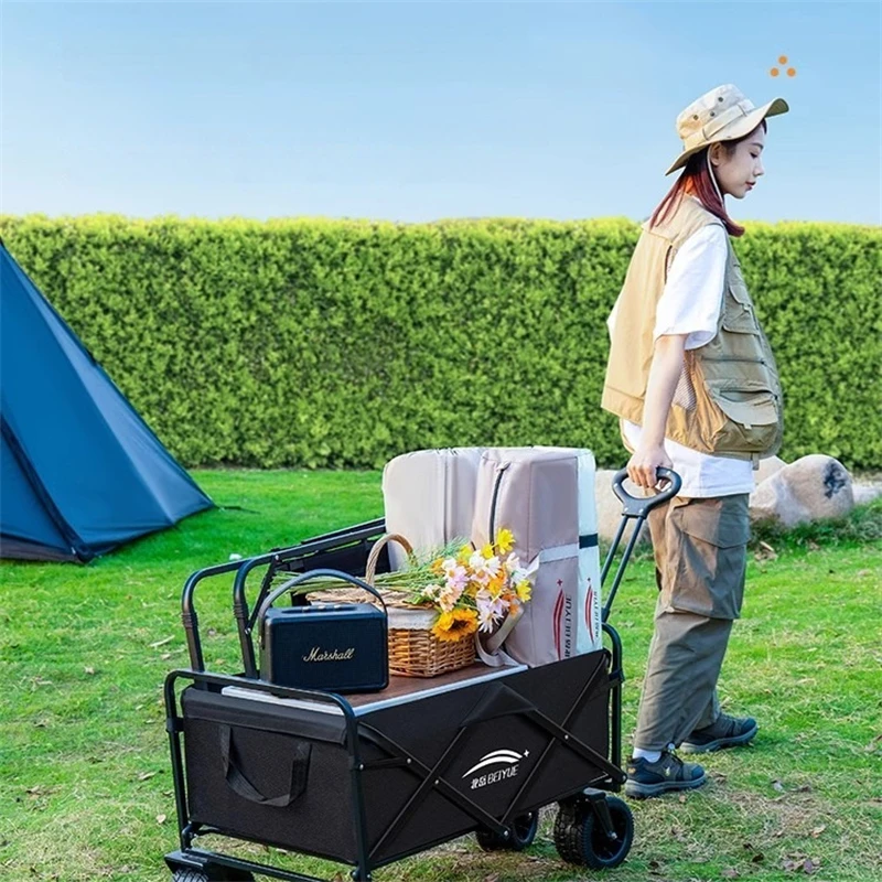 Picnic Cart Camping Cart Outdoor Foldable Cart Extra Large Trailer Camping Handle Small Cart Shopping Cart