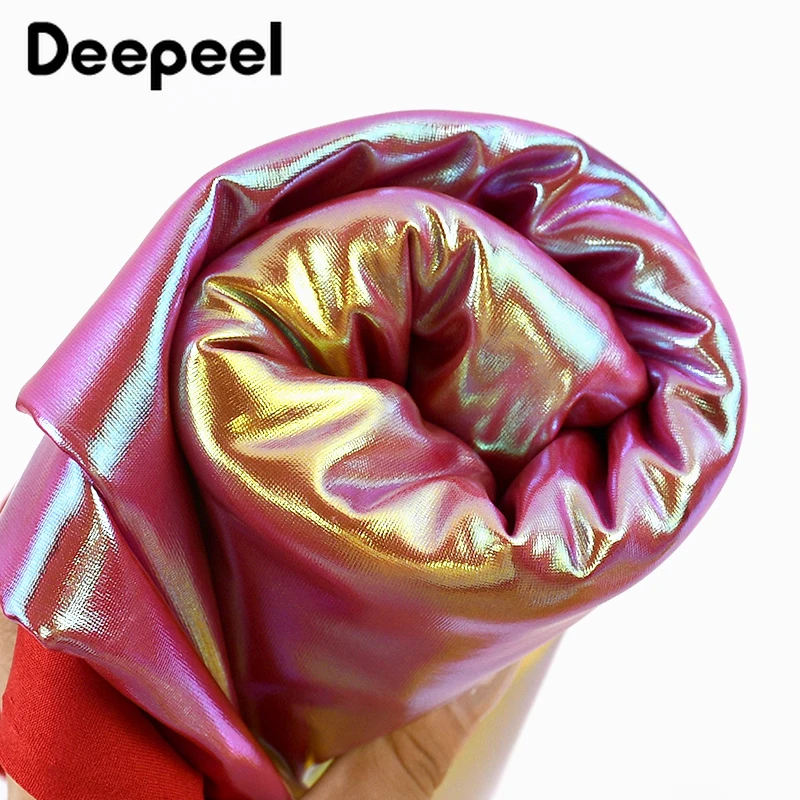Metallic Foil Stretch Fabric 45/90*1.45m Spandex for Sewing Party Stage Costume Laser Cloth DIY