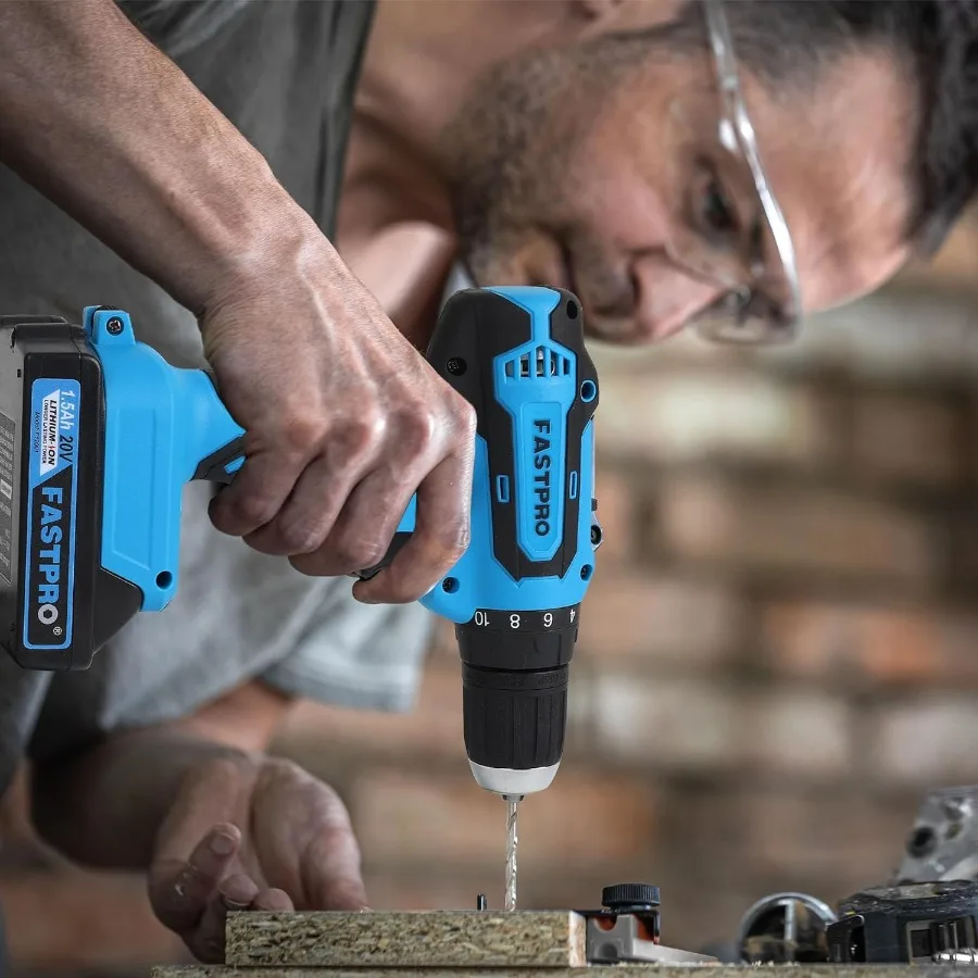 مجموعة أدوات منزلية لسائق الحفر اللاسلكي 232 قطعة 20 فولت لإصلاح المنزل مع مثقاب 12 بوصة حقيبة تخزين مفتوحة الفم واسعة باللون الأزرق