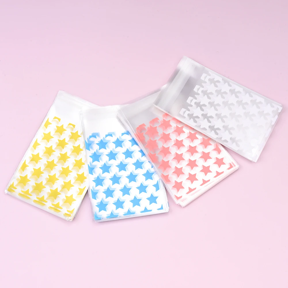 1Pack 8x10cm Cartoon Star Printed OPP Self‑Adhesive Bags  Clear Plastic Pouches for Candy Cookie Small Gift Jewelry Packaging